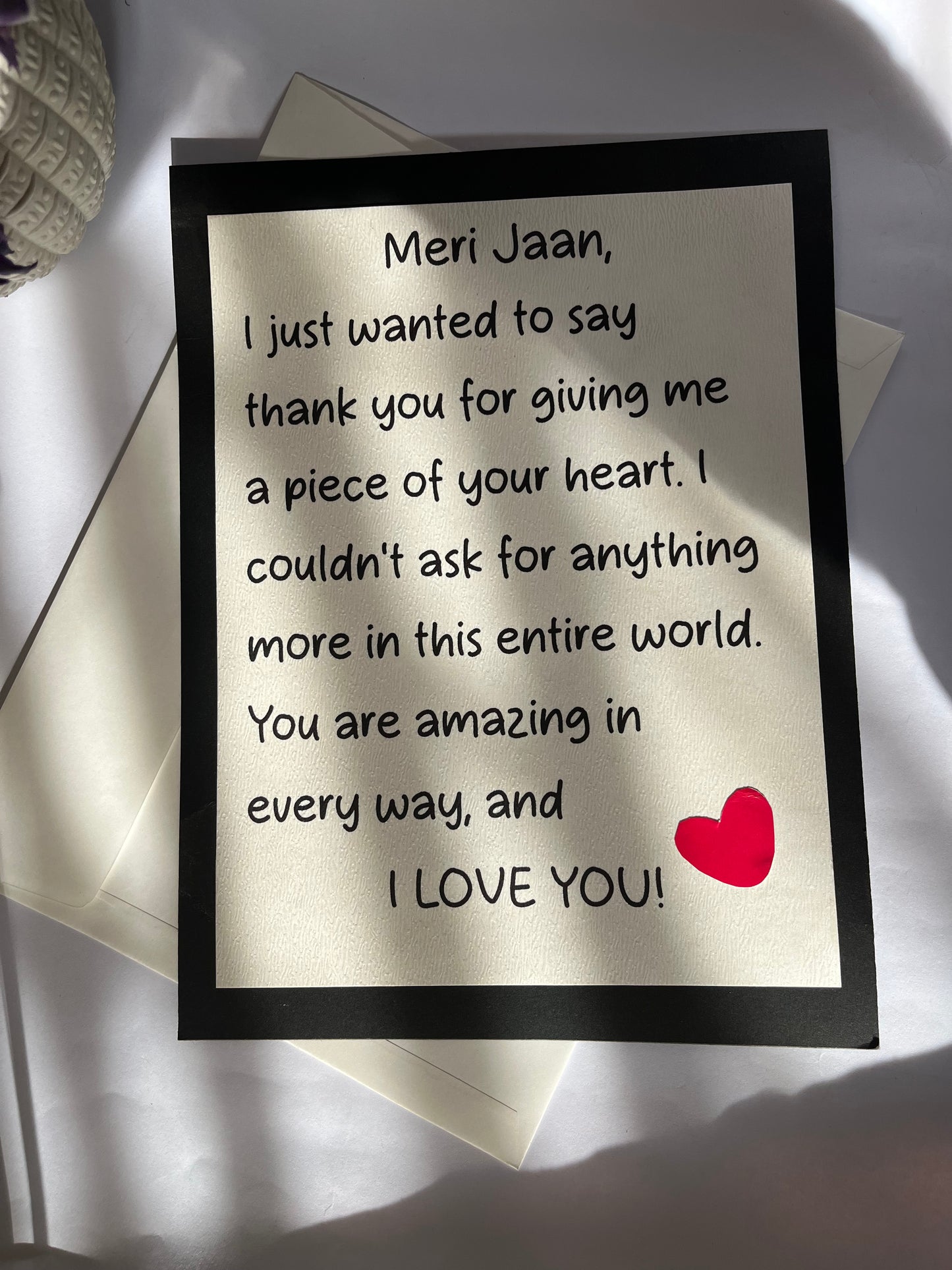 Romantic Thank You Love Card – Piece of Your Heart | Wish Note