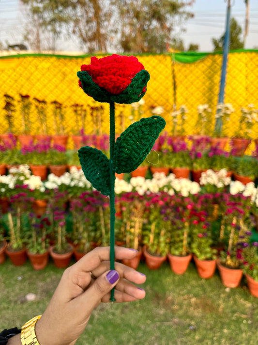 Handcrafted Crochet Rose Flower – Forever Rose Gift | Crochet Flower Red